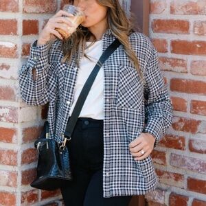 Carly Jean Los Angeles Black & White Plaid Shacket